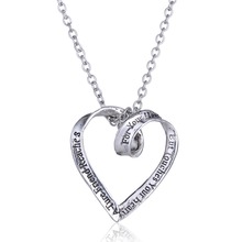 Fashion vintage Personalized Silver Puzzle Necklace Set love heart letter pendant necklace for sister forever best