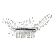 2015 New Tiara Beautiful Elegant Seed Pearl Hair Comb for Wedding Party Prom White Wedding Hair