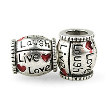 Free Shipping 1Pc Silver Charm European Live Love Laugh Heart Fashion Bead Fit pandora Bracelet & Necklace Jewelry H1024