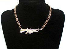 Free shipping New arrival Punk Style Metal Gun Pendant Rihanna Cool Necklaces Bohemia jewelry wholesale N041