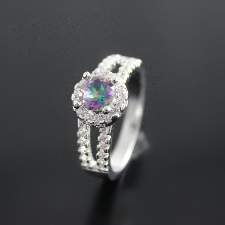 60 off Rainbow Austrian Crystal CZ Diamond mystic Topaz vintage women Finger Rings austrian anneaux bague