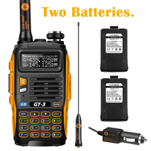 Baofeng GT-3 * Mark II * VHF/UHF 136-174/400-520MHz Dual-Band FM Two-way Ham Radio Walkie Talkie with *Two Batteries*
