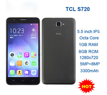 Original TCL S720 WCDMA MTK6592 Octa Core 1.4GHz Android Mobile Phone 1G RAM 8G ROM 5.5” IPS 1280*720 8MP OTG 3300mAh In Stock