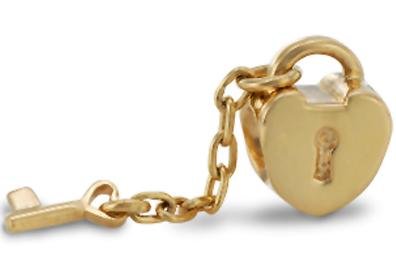 Free Shipping 1Pcs Fashion 925 Silver Bead Charm European Gold Plated Lock Beads Fit pandora bracelets