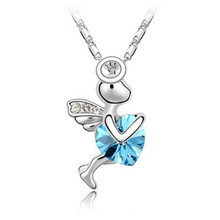Korea wholesale crystal jewelry crystal necklace Angel Heart Trainee Cupid B153 full shipping cheap