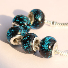 1pc DIY Jewelry accessories big hole beads blue coloured glaze apply to fit Pandora style charms