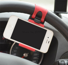Universal Safety Nearest Auto Steering Wheel Mobile Phone Holder Rubber Band Car Bracket Scalable Stand For iPhone 5s 5 4s 4 GPS
