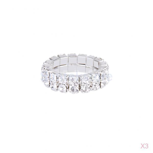 New Arrivals 2015 3 pcs Elastic Silver Tone 2 Row Crystal Rhinestone Toe Ring Bridal Jewelry