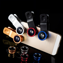 Universal 3in1 Fisheye Lens+Wide Angle+Macro Mobile Phone Lens For Iphone 4 5 5S 6 Plus Samsung HTC Fish Eye Smartphone Lens