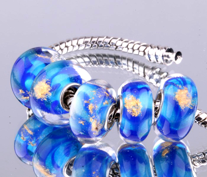 F074 5PCS Free Shipping Murano Glass Beads 925 silver cord fit European Pandora Jewelry Braclet Charms