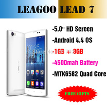 Original New Leagoo Lead 7 Lead7 MTK6582 Quad core Android4.4 Smartphone 1GB RAM 8GB ROM 5inch 13MP 4500mah + 6 GIFTS