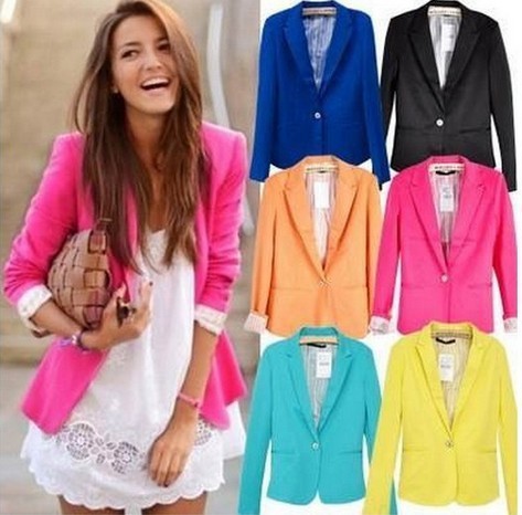 2015 Blazer Women Suit Blazer Foldable AMOIN Brand Jacket Made of Cotton & Spandex With Lining Vogue Refresh Blazers Autumn Lady