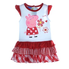 New peppa pig cotton tutu girl dress baby girls wear child summer clothing girl dress age