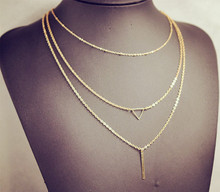New Fashion accessories jewelry Bohemia 3 layer Triangle necklace gift for women girl wholesale N1611
