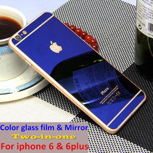 2015 HOT! colorful Screen Protector plating tempered glass for IPHONE 6/IPHONE 6 PLUS front and back mirror protective film