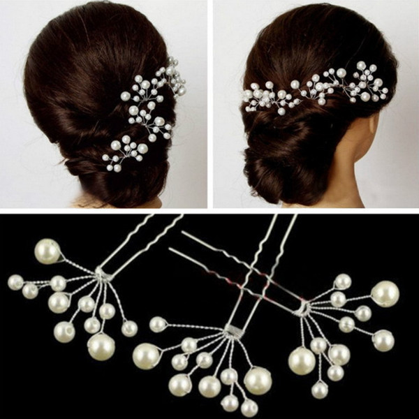 2015 new best bride hair accessory pearl beaded flower hair stick wedding hair accessories hairpins 2pcs