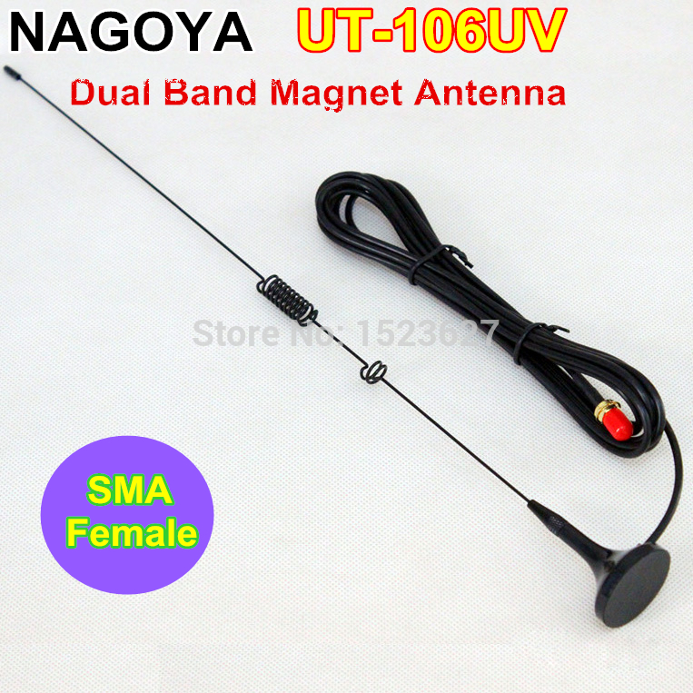 NAGOYA UT 106UV SMA F Female Dual Band Magnetic Vehicle mounted Antenna For Walkie Talkie BaoFeng