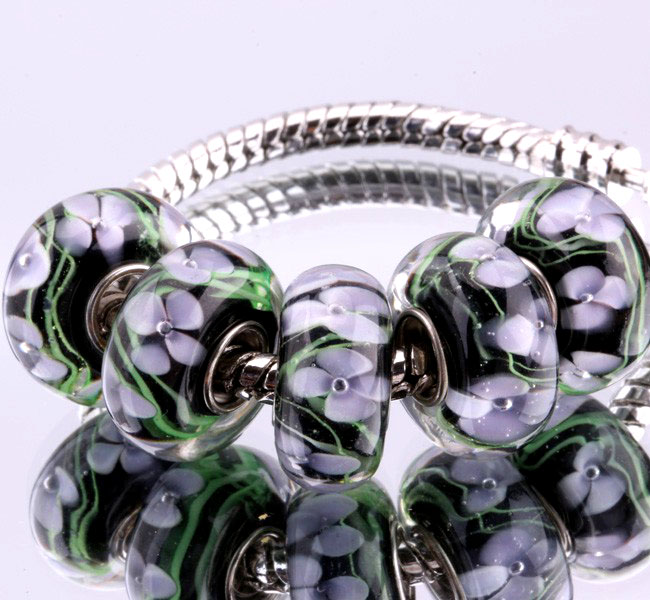 F228 5PCS Free Shipping Murano Glass Beads 925 silver cord fit European Pandora Jewelry Braclet Charms