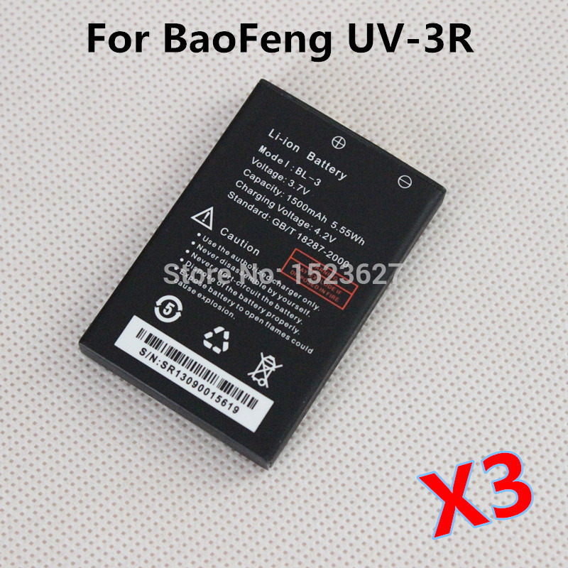 Free Shipping 100 Original Spare Battery For BaoFeng UV 3R Walkie Talkie