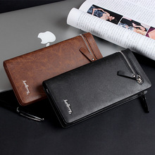 Brand men’s business casual long wallet , zipper versatile clutch bag men , solid high-grade PU leather purse,free shipping