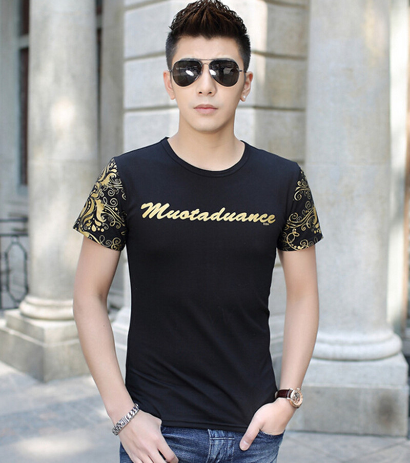 2015 New arrival Fashion Casual short-sleeved t-shirt men, men brand plus size M-XXL,Cotton Men t-shirt High Quality