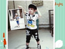 In 2015 summer sport suit children children mickey two piece short sleeve T shirt suits
