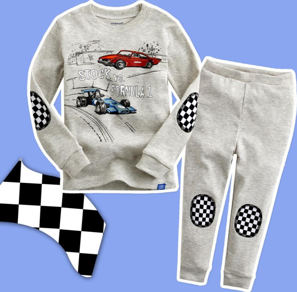 Lovely child car long sleeve pajamas set of boys spring autumn dress cute baby pajamas