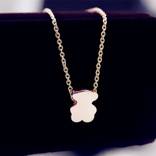 2015 New Fashion Short Rose Gold Bear Necklace Anti Allergy Clavicle Chain High Quality Fine Jewelry