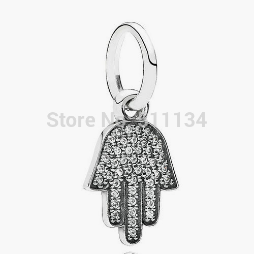925 Sterling Silver Bead Fit Pandora Bracelet Authentic Jewelry European Charm Hamsa Hand Silver Dangle With