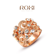 Roxi Fashion Women s Jewelry High Quality Ring White Platinum Thee Times Of Gold Plated Round