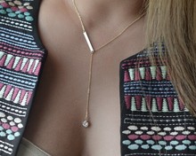 Free Shipping new  trendy  women  necklace  Gold  Plated  Fatima Hand  Chain  Bar pendant  Necklace crystal women jewelry gifts