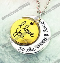 2015 Hot 3Styles I Love You To The Moon and Back Necklace Lobster Clasp Pendant Necklaces