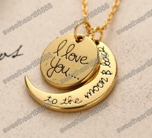 2015 Hot 3Styles I Love You To The Moon and Back Necklace Lobster Clasp Pendant Necklaces