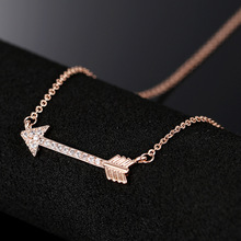 Cupid Arrow Fine brand jewelry rhinestone crystal pendant necklace women rose gold chain necklaces accessories for