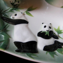 Wedding gifts 8pcs set Enamel Porcelain panda tea sets Gift Drinkware Kung Fu Tea mug Bone