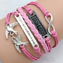 2015  new Fashion jewelry love birds romantic bracelet best friend gift Wax rope bracelet factory price wholesales