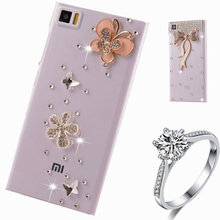 2015 new original Floral diamond Case For xiaomi mi2 2s luxury Mobile Phone Accessories Rhinestone Crystal