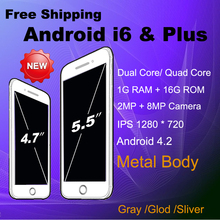 New Goophone i6s phone 4.7inch Android Smart Phone 6 Plus1280*720 IPS Screen 1G RAM i6 Plus Metal body Free Shipping