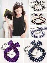 Cute Headband Bunny Ear Elastic Hair Ribbons Spots Decorated Rubber Bands Fashion Hair Accessories na227