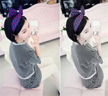 Cute Headband Bunny Ear Elastic Hair Ribbons Spots Decorated Rubber Bands Fashion Hair Accessories na227