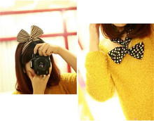 Cute Headband Bunny Ear Elastic Hair Ribbons Spots Decorated Rubber Bands Fashion Hair Accessories na227