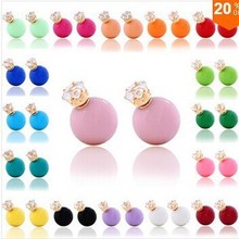 2015 European and American fashion jewelry girl sided crystals and imitation pearl earrings wholesale