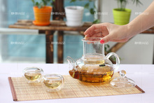600ml glass teaset kettle tea set including6 double wall cups warmer 1 candles heat resistant glass