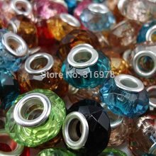 50 PCS Mixed Color 14MM Murano Acrylic Beads, European Fits Pandora Charm Bracelets Bangle & pendants 13 Color Picking