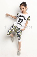 New summer girl camouflage T shirt baby clothes children wear short sleeved t shirts 2 7