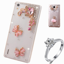 Floral Rhinestone Case For huawei ascend y530 luxury Flower Rose mobile phone plastic Crystal bling hard back cover