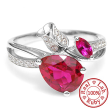 Feelcolor Wholesale Summer Hot New Stylish Vintage Sexy Girl’s Pigeon Blood Red Ruby Ring 925 Sterling Silver Fashion