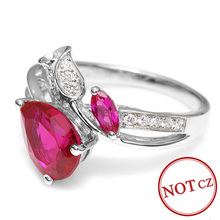 Feelcolor Wholesale Summer Hot New Stylish Vintage Sexy Girl s Pigeon Blood Red Ruby Ring 925