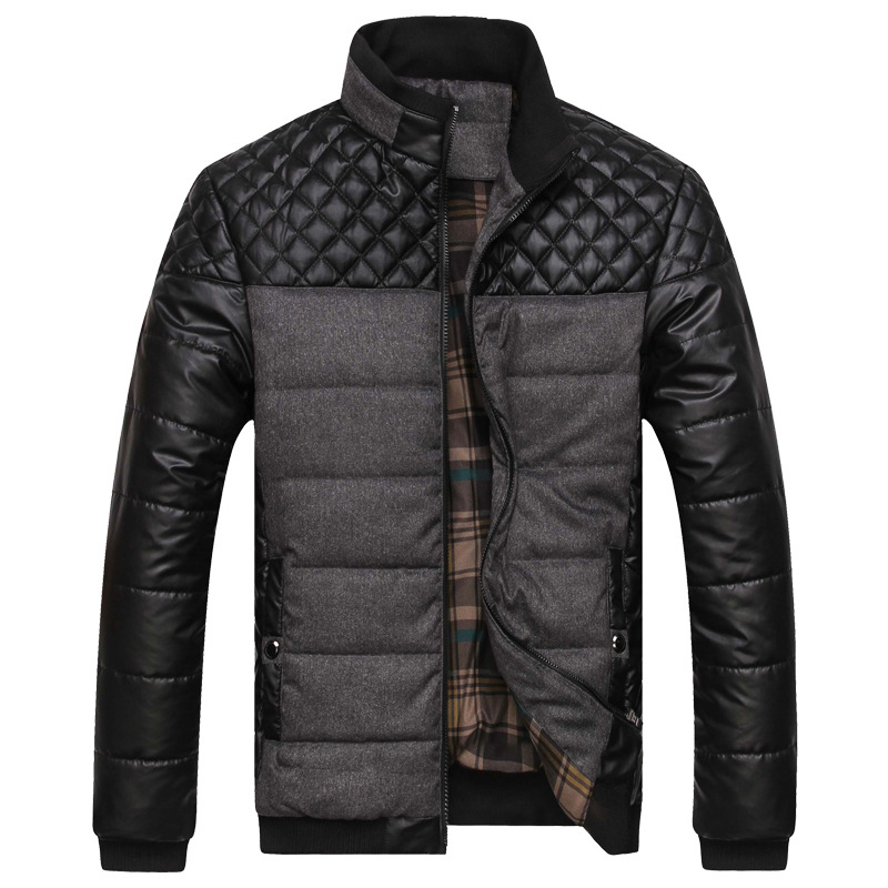 2015 New Arrival Mandarin Collar Zipper Regular Thick Spliced Men s Cotton Jackets Winter Warm Pu