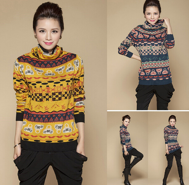 New 2015 cashmere sweater women Plus size turtleneck pullover sweater female vintage sweater heap turtleneck sweater